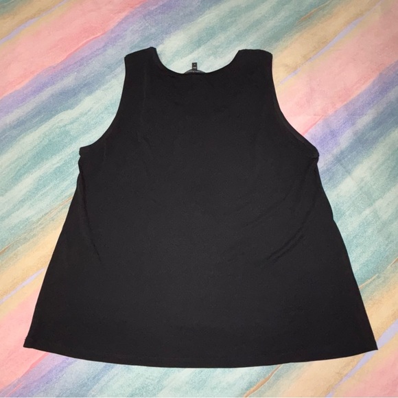 Eileen Fisher Black Silk Georgette Crepe Ballet Neck Long Tank Size L - Picture 4 of 5